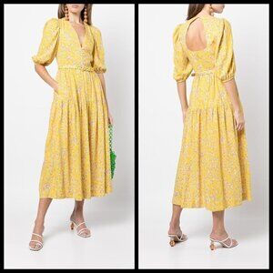 💕NICHOLAS💕 Celie Floral Print Long Dress Yellow Hastings Floral Print 10 NWOT
